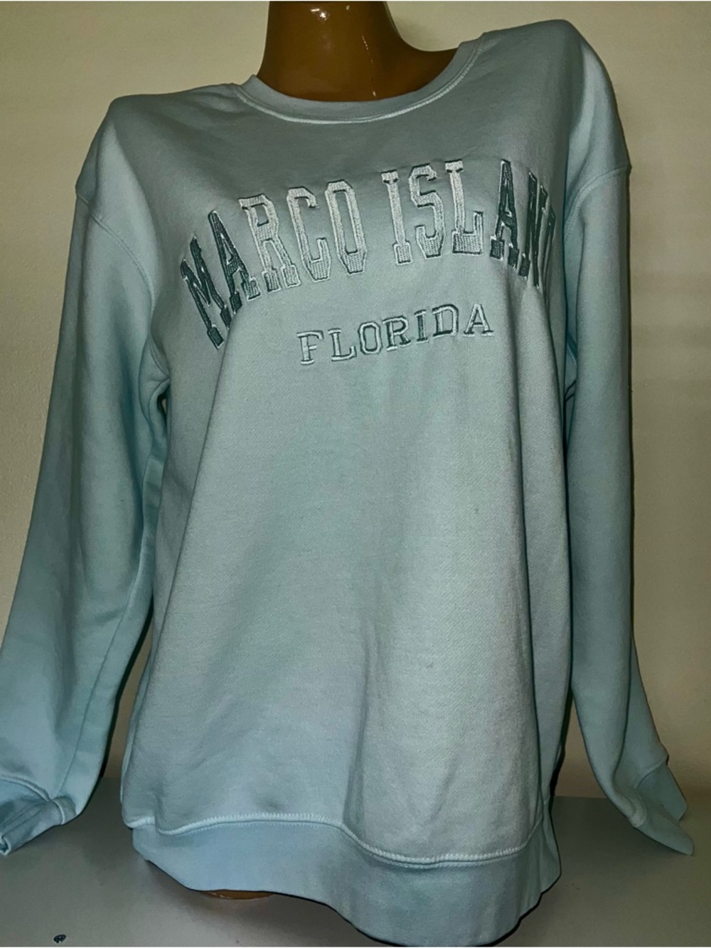 Marco Island Florida Embroidered Crewneck Sweatshirt - Light Blue